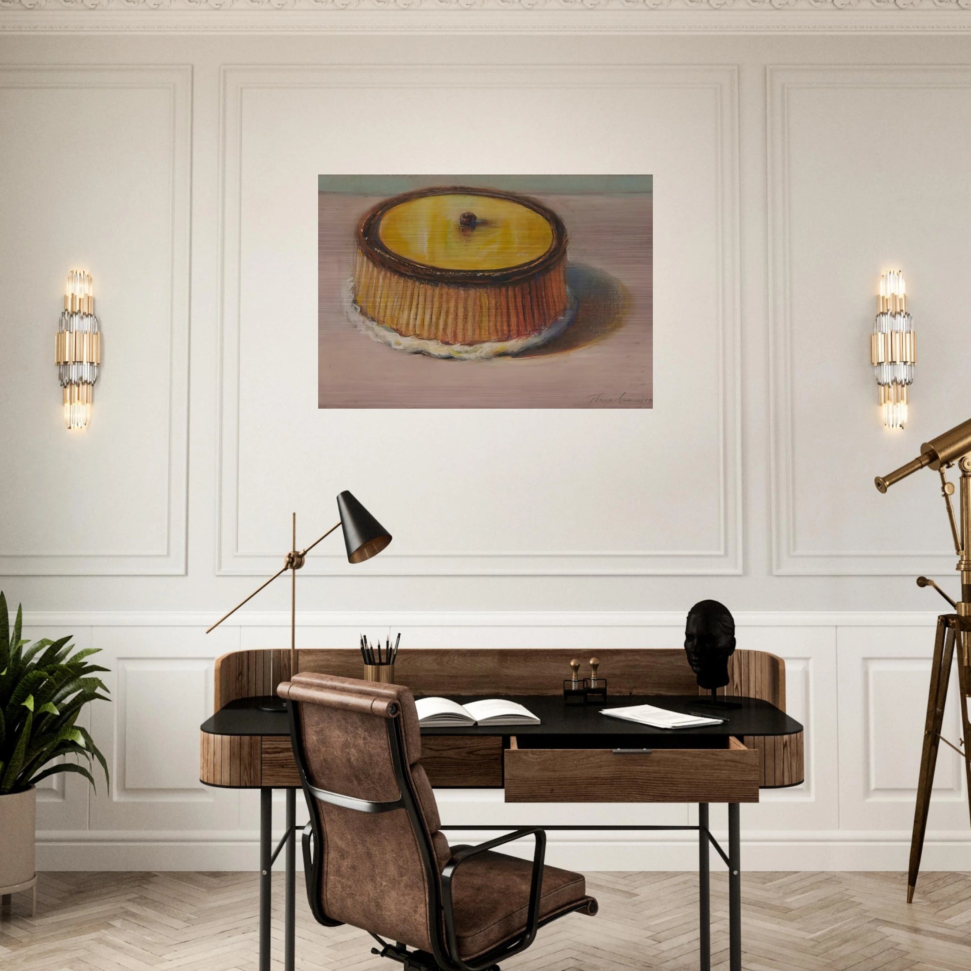 Lemon Cake - 1997 - Wayne Thiebaud Brushed Aluminum Print - 70x100 cm / 28x40 inches | Wayne Thiebaud Aluminum Print | Wayne Thiebaud Prints