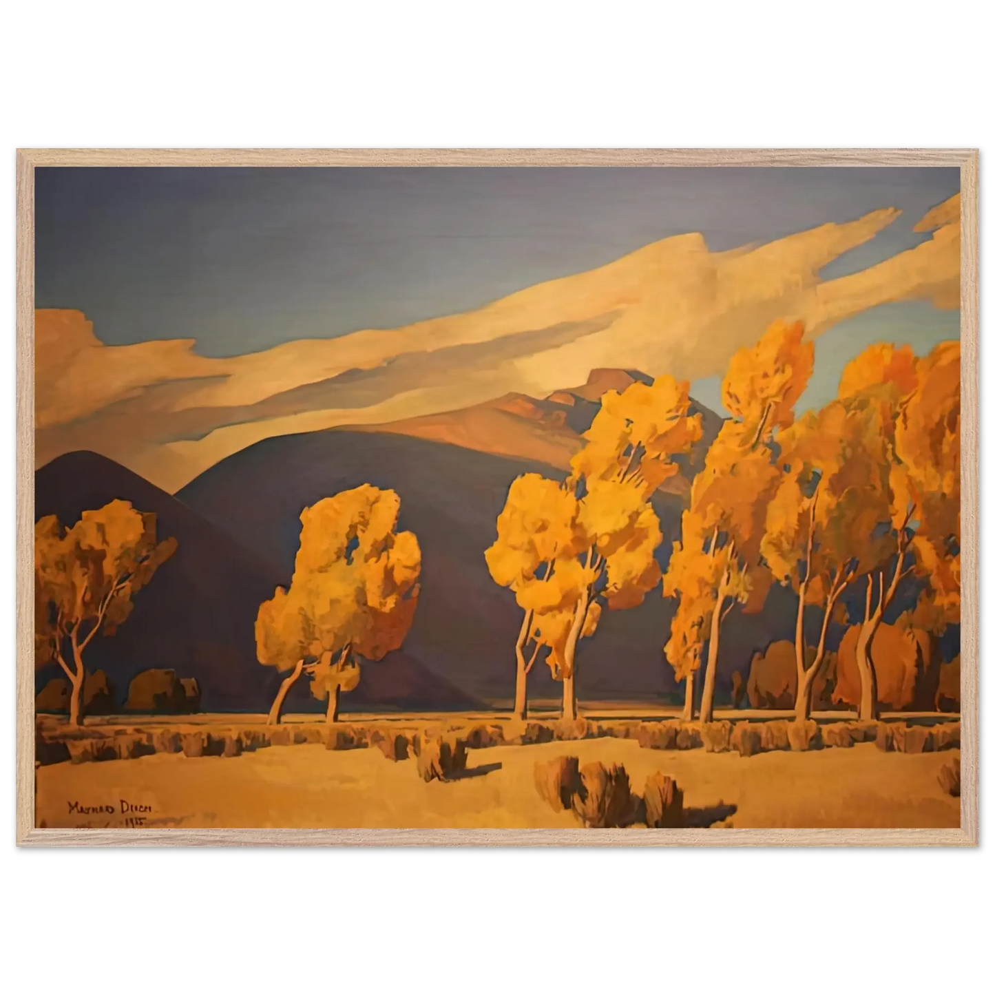 Maynard Dixon - NOVEMBER IN NEVADA 1935 Wall art - A1 (59.4 x 84.1  cm) - Premium Wooden Framed Poster With Fine Art Paper - White frame