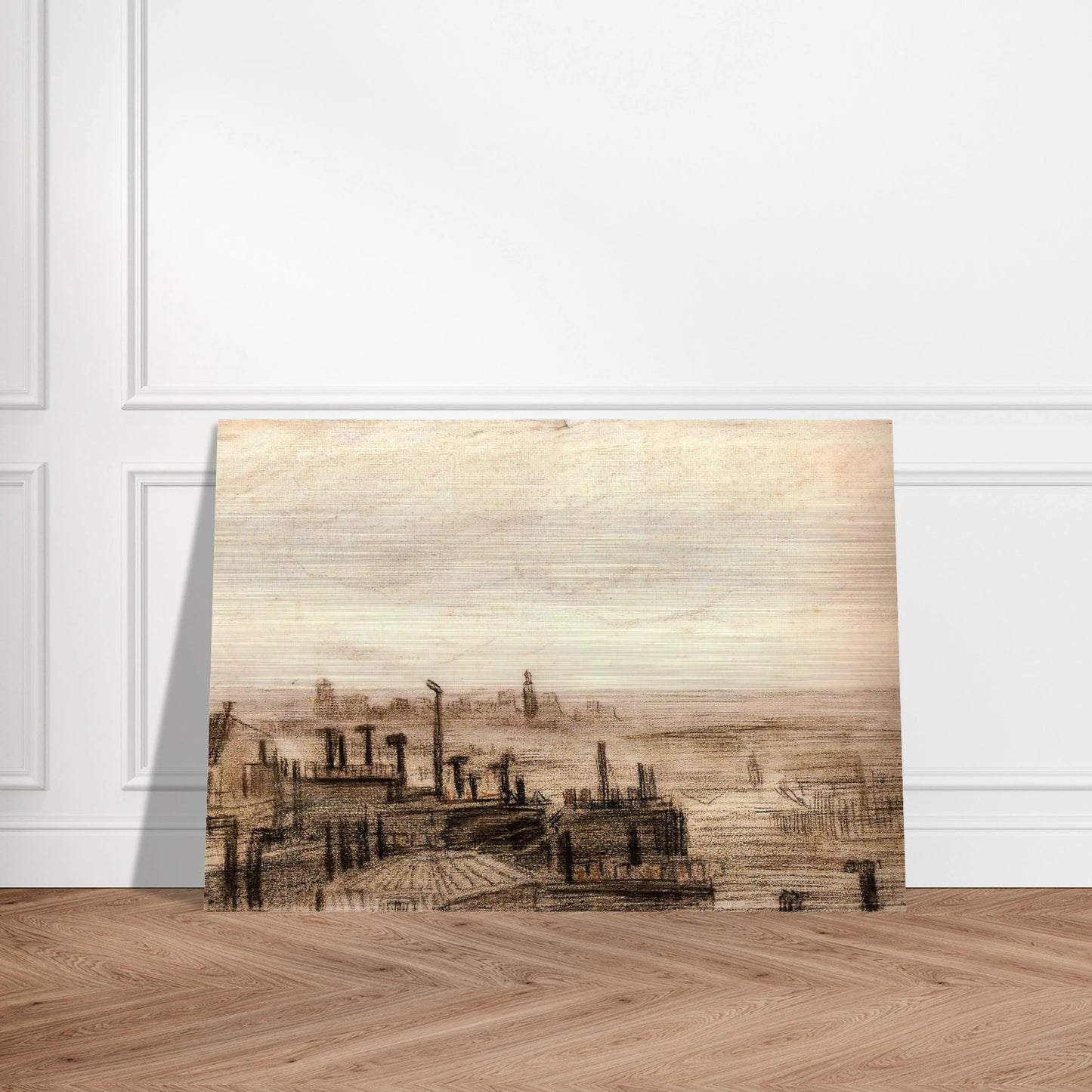 View of Paris, with the Hôtel de Ville and the Tour-Saint-Jacques - Vincent van Gogh Brushed Aluminum Print - 70x100 cm / 28x40 inches | Vincent van Gogh Aluminum Print | Vincent van Gogh Prints