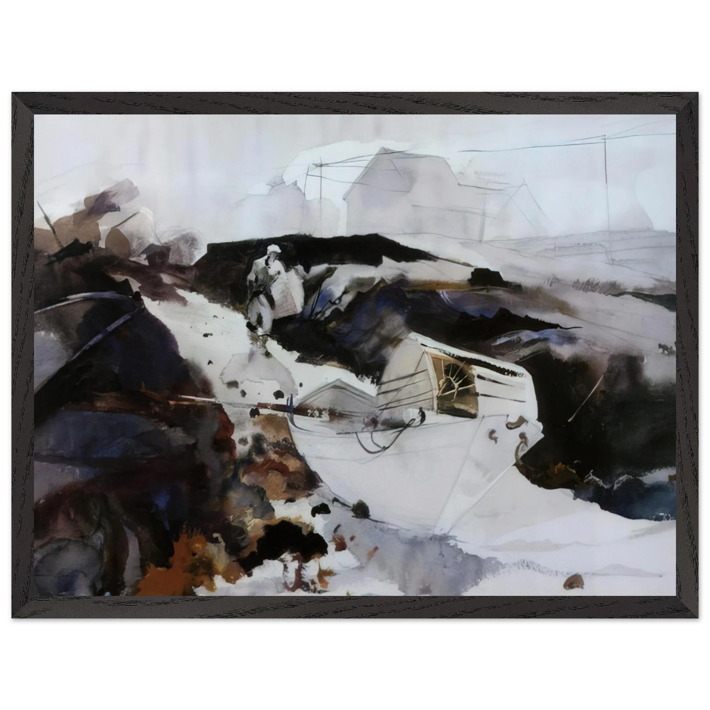 Andrew Wyeth - THE WHITE DORY 1941 Wall Art - 21x29.7 cm / 8x12" - Premium Wooden Framed Poster With Fine Art Paper-canvas - White frame