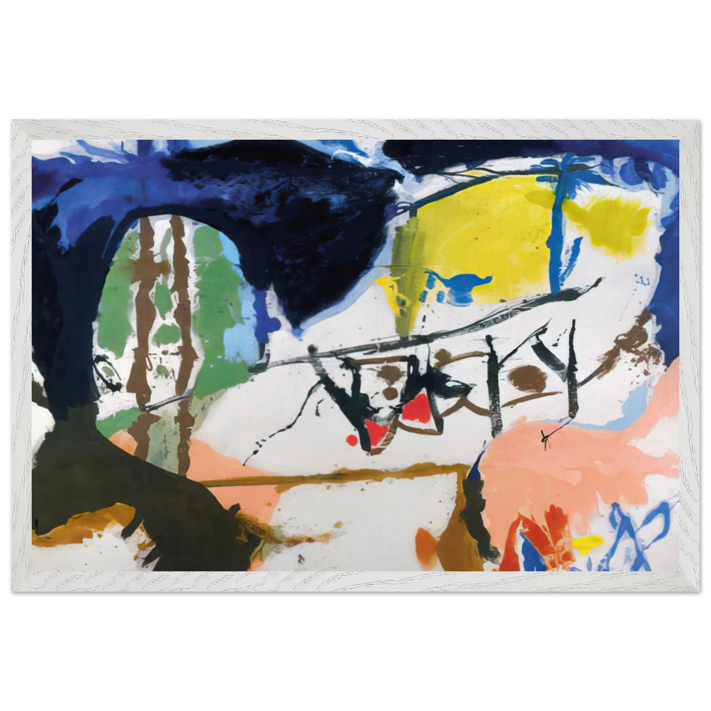 Helen Frankenthaler - Acres - 1959 Wall art - 50x70 cm / 20x28 inches - Premium Wooden Framed Poster With Fine Art Paper-canvas - White frame