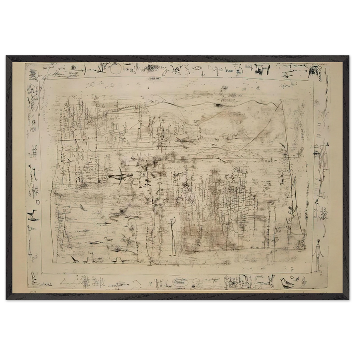 FLORA AND FAUNA 1951 - Zao Wou-Ki 70x100 cm / 28x40 inches Framed Art Print – Black Wooden Frame