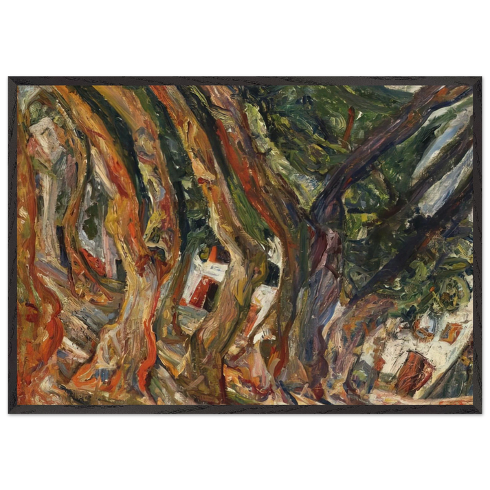 PLANE TREES AT CERET 1920 0 - Chaim Soutine 70x100 cm / 28x40 inches Framed Art Print – Black Wooden Frame