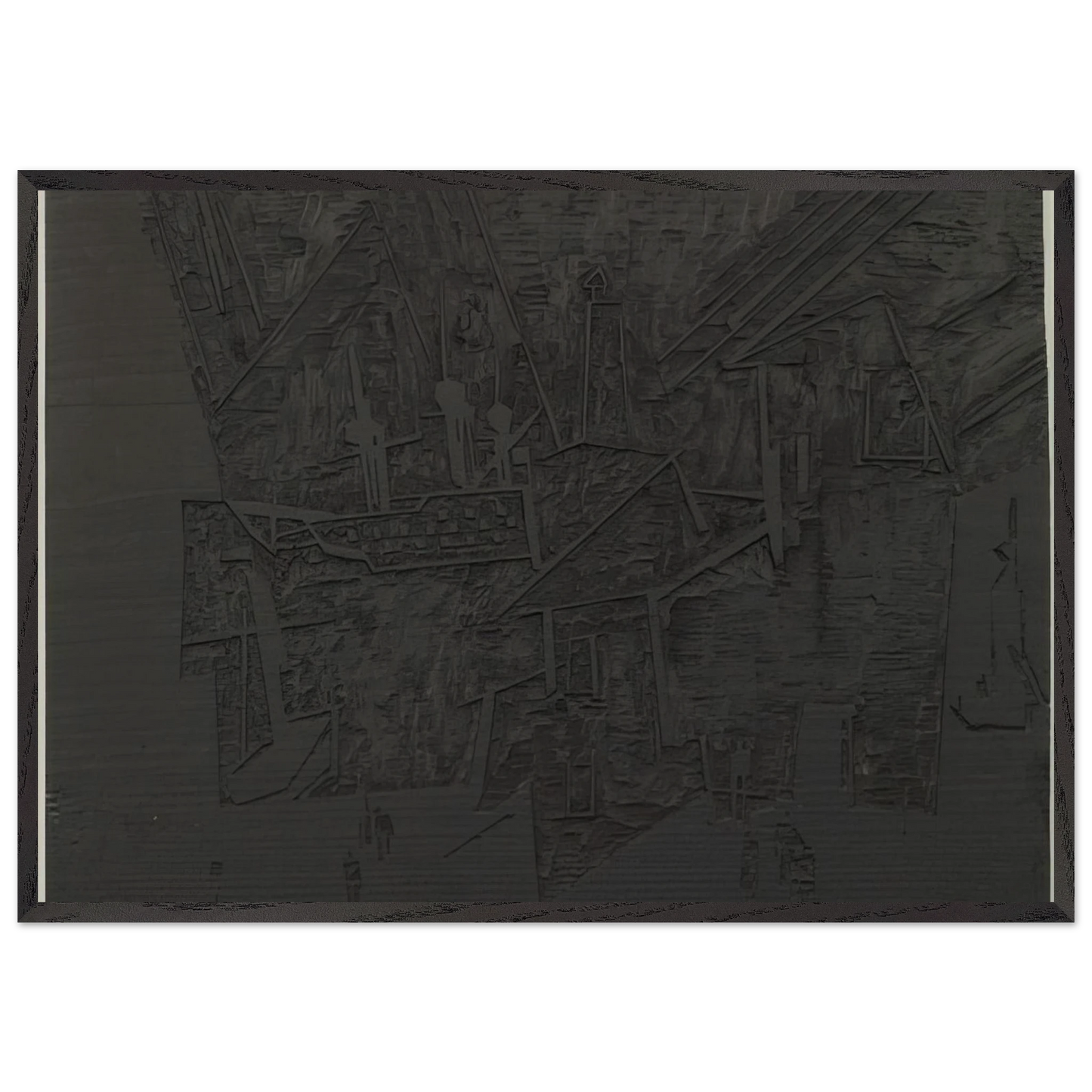 WOODBLOCK FOR THE HARBOR HAFEN 1918 - Lyonel Feininger 70x100 cm / 28x40 inches Framed Art Print – Black Wooden Frame