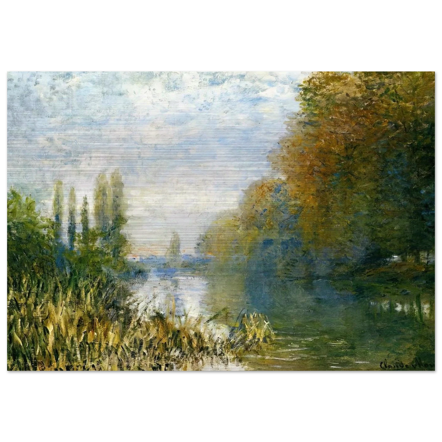The Banks of The Seine in Autumn - claude monet Brushed Aluminum Print - 70x100 cm / 28x40 inches | claude monet Aluminum Print | claude monet Prints